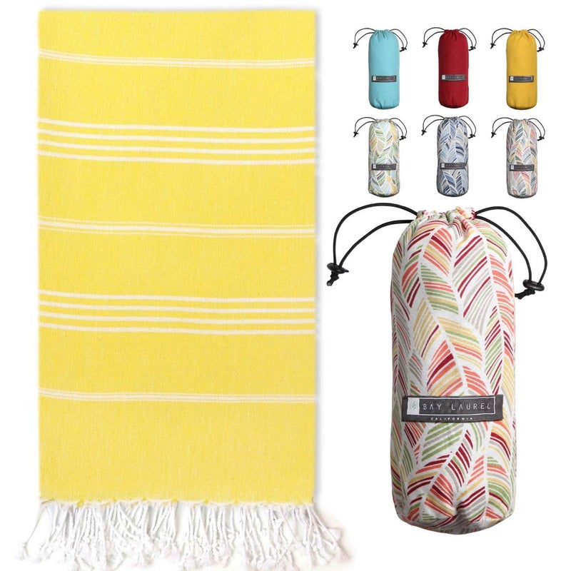 BAY LAUREL Turkish Beach Towel with Travel Bag 39 x 71 Quick Dry Sand Free Lightweight Large Oversized Towels Light - Image 1